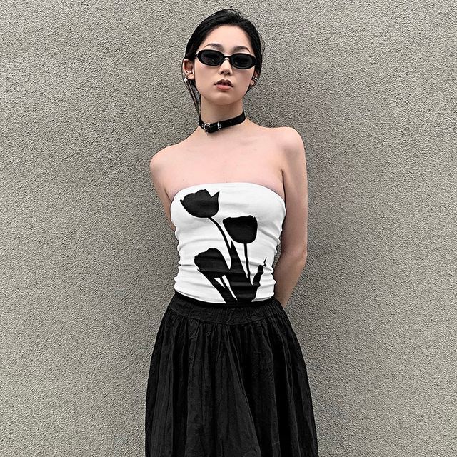 Bababy-Floral Strapless Top