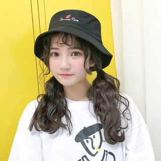 Strawberry Embroidered Bucket Hat 