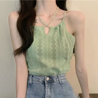 Sisyphi-Plain Knit Crop Cami Top