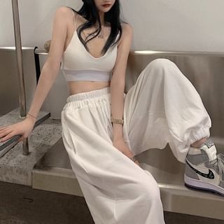 Bigfol Set: Crop Camisole Top + Sweatpants Sale