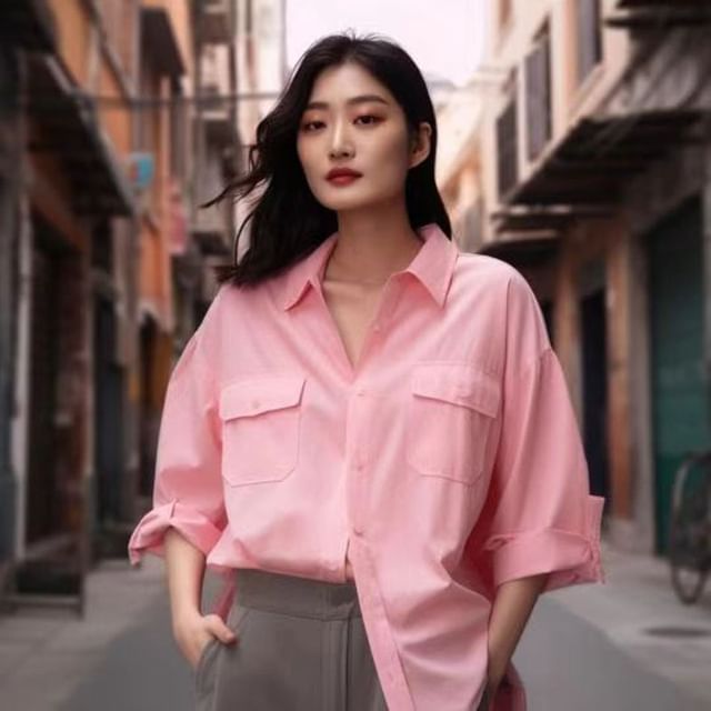 Everose-Long-Sleeve Plain Shirt