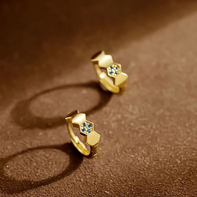 Phoenoa-Rhinestone S925 Sterling Silver Huggie Earring