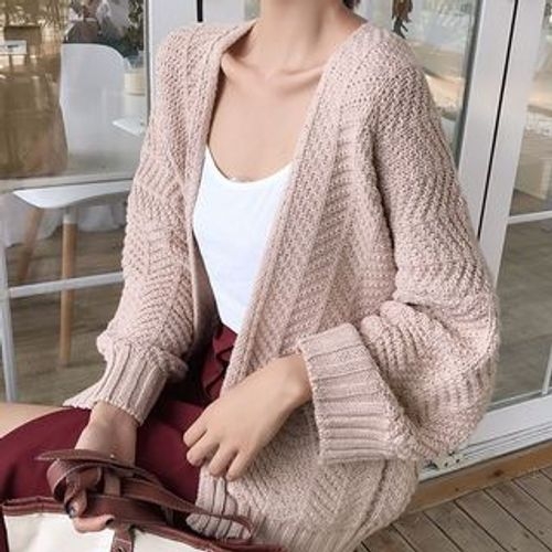 dual pocket open front cardigan