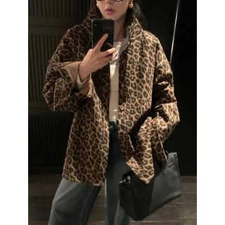 Peach+velvet Oversized Leoprad-Print Shacket Sale