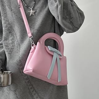 Minafox Faux Leather Ribbon Accent handbag