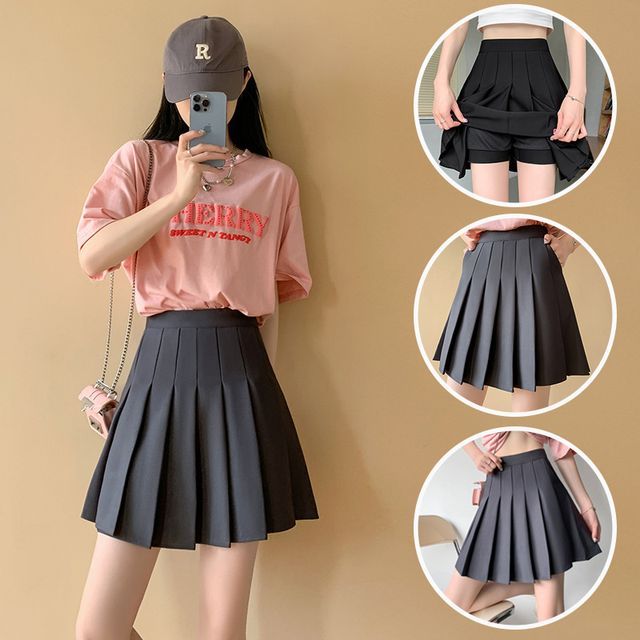 Ukiyo-High Waist Mini Pleated Skirt