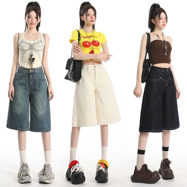 Denimot-Mid Rise Denim Shorts
