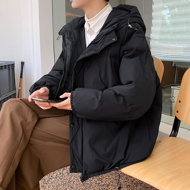 Orungeetun-Long-Sleeve Plain Padded Coat