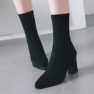 fabric high heel ankle boots