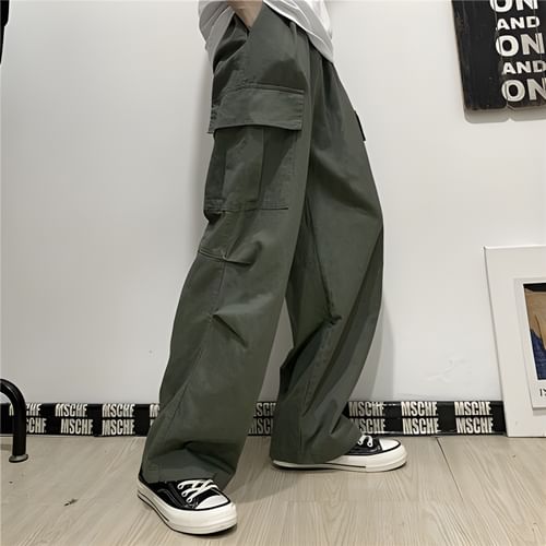 Low Rise Wide Cargo Pant Green