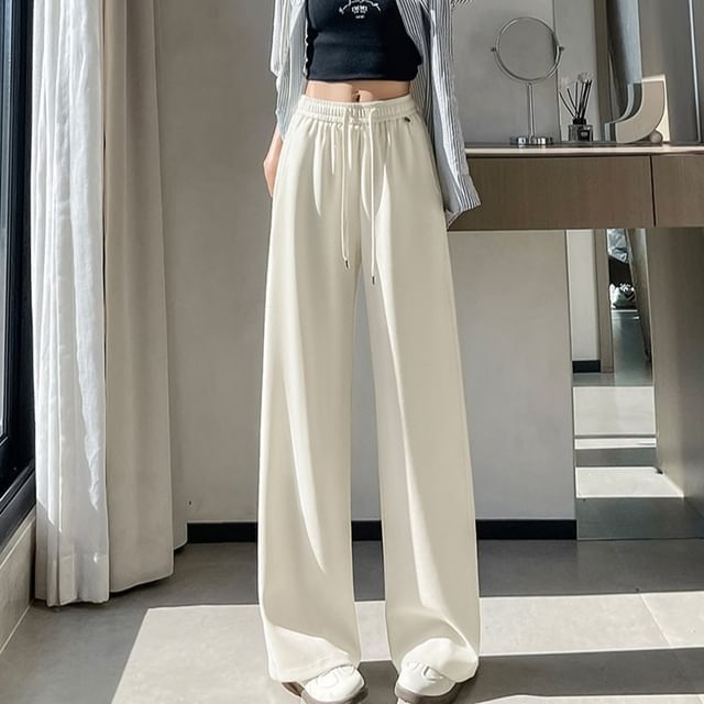 Dragan Pulse-Drawstring Waist Plain Wide Leg Pants Various Designs