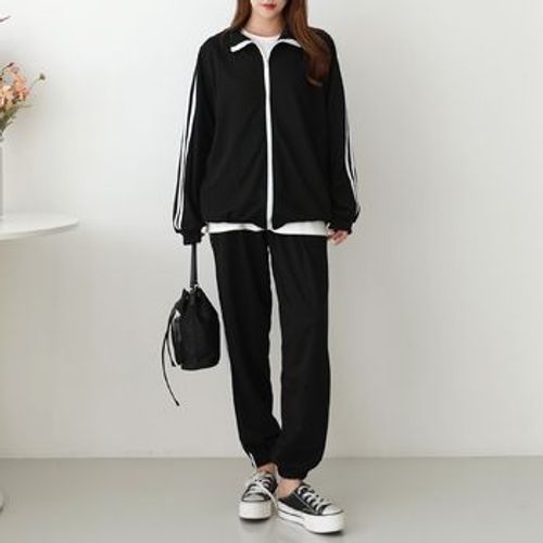 CHICLOOSE - Striped Jacket & Jogger Pants Tracksuit Set