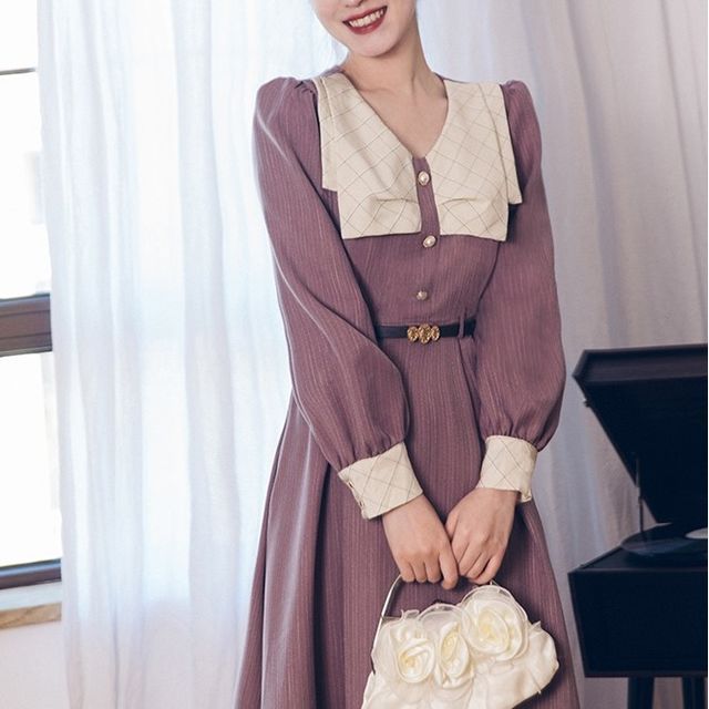 chinese dress ladies Wardrobes by Chen Elegant French Style Pink Off Shoulder Long Sleeve Dress-TIRA S / Pink