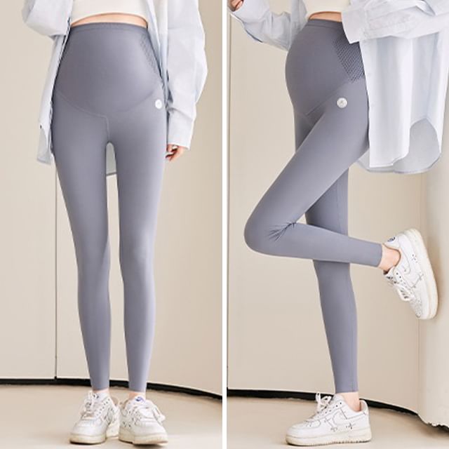 POKU-Maternity High Waist Plain Yoga Pants