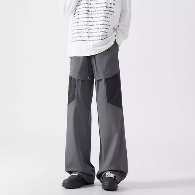Dukakis-Mid Rise Two Tone Wide Leg Pants