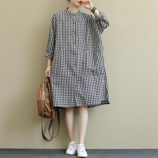 plaid dress with white shirt underneath Plaid Dress Set