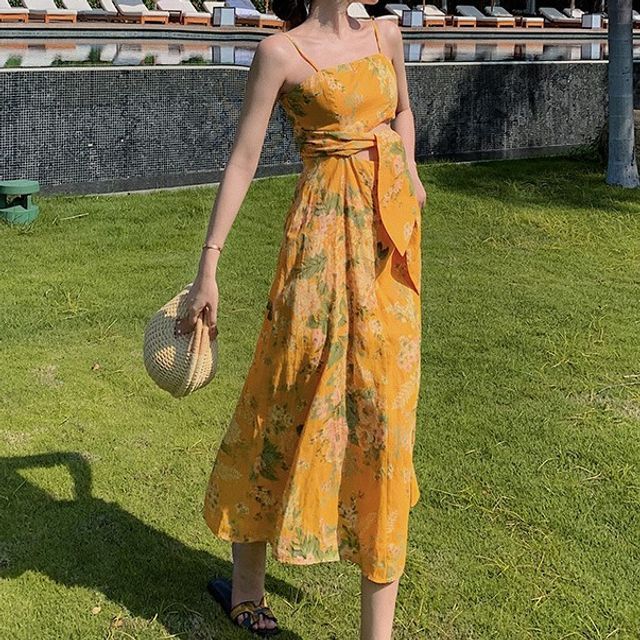 knee length dresses for ladies Brisbane Asymmetrical Floral Midi Dress
