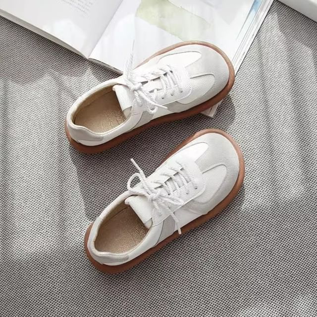 Freesia-Faux Leather Lace-Up Sneakers