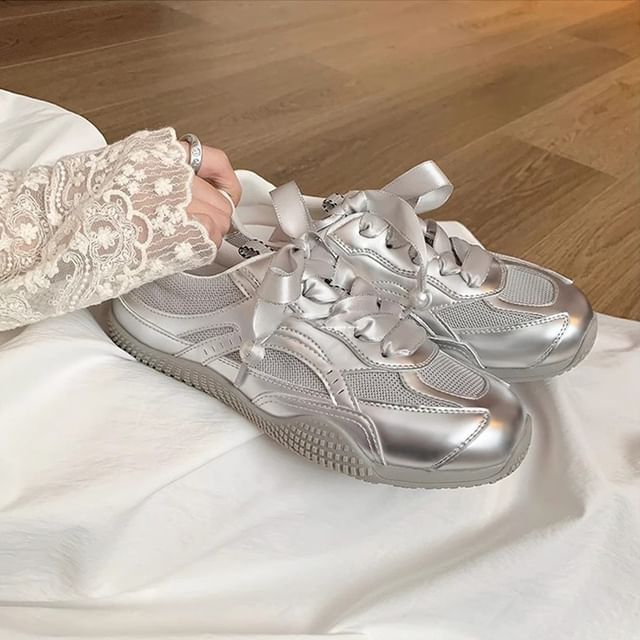 FRAISO-Mesh Panel Lace-Up Sneakers