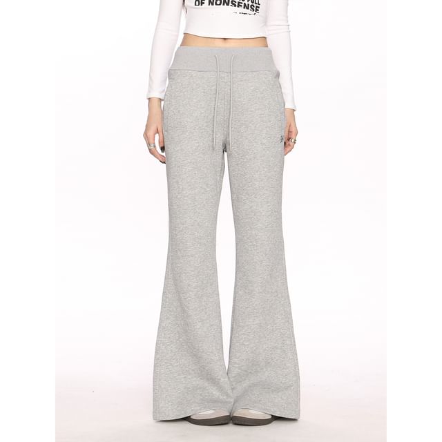 Berrytrix-Mid Rise Plain Flared Sweatpants