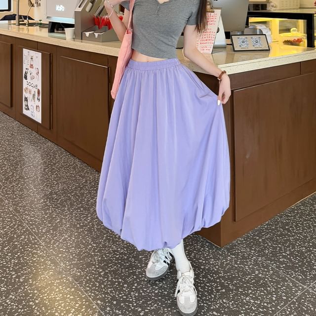 Shopherd-High Rise Plain Maxi A-Line Skirt