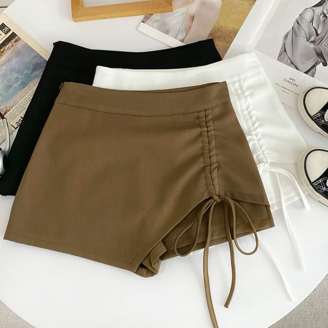 Iasia-High Waist Plain Drawstring Skorts