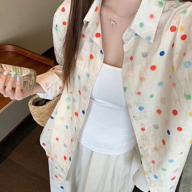 Everose-Collared Dotted Shirt
