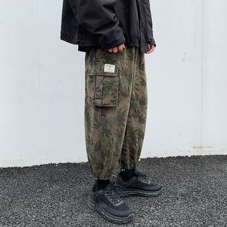 leaf print cargo pants