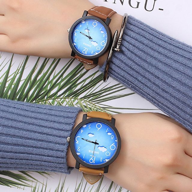 Watch With Faux Leather Print Strap