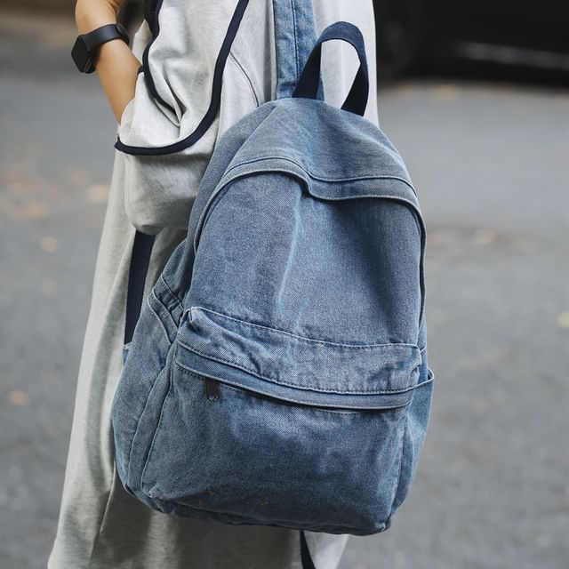 Melois-Washed Denim Backpack
