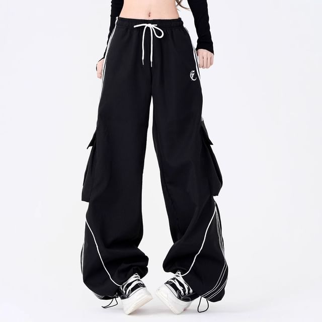 Rosesand-Pantalon de jogging rayé ample à taille basse
