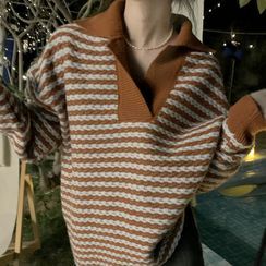 Avox - Striped Collared Sweater