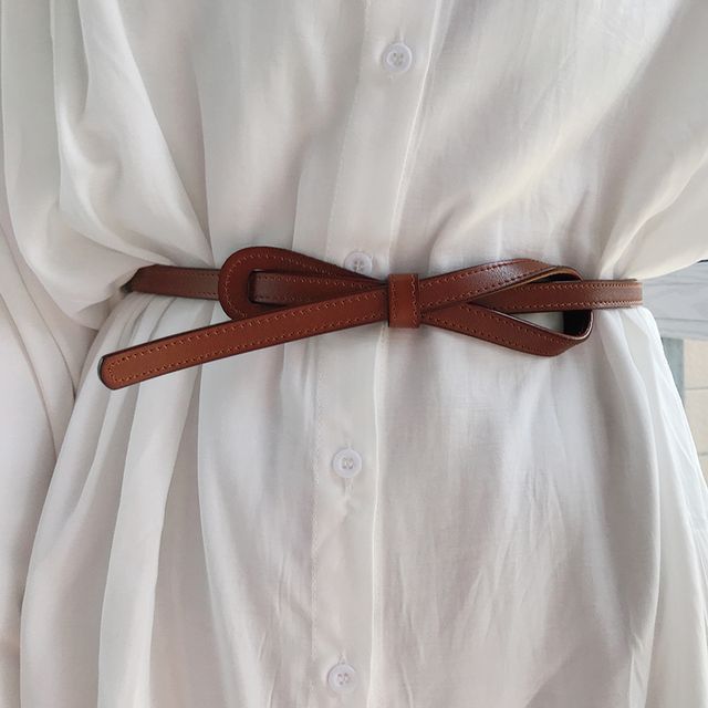Pompabee-Schmaler Gürtel aus echtem Leder mit Knoten