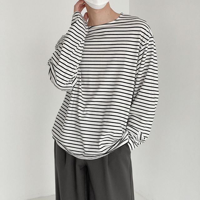 DAZO Studios-Long-Sleeve Striped T-Shirt