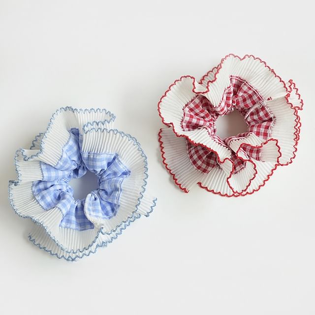 Koi Kawaii-Plaid Panel Accordion Pleated Scrunchie