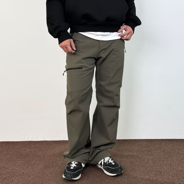 DragonRoad-Mid Rise Plain Loose Fit Cargo Pants