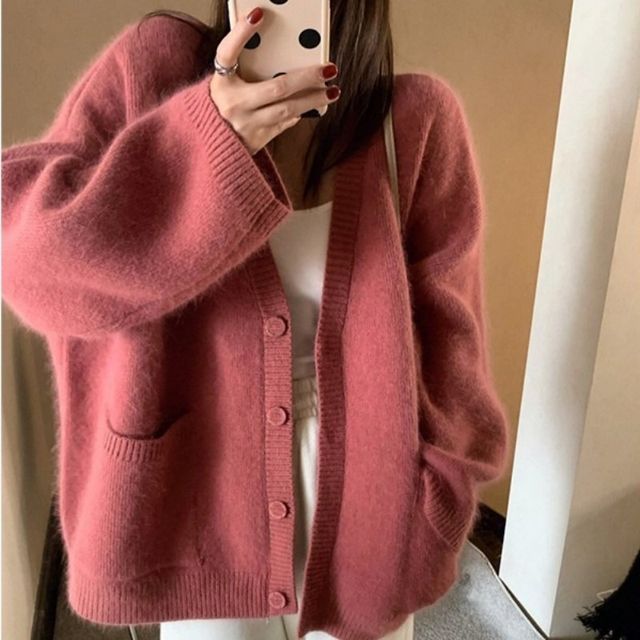 Sienne-V-Neck Plain Cardigan