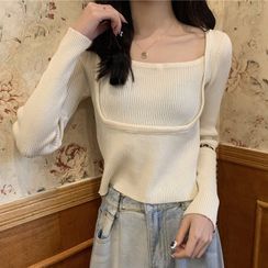 Finnegas - Mock Two-Piece Cropped Knit Top Finnegas - Mock Two-Piece Cropped Knit Top