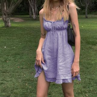 Honet-Spaghetti Strap Plain Mini Dress