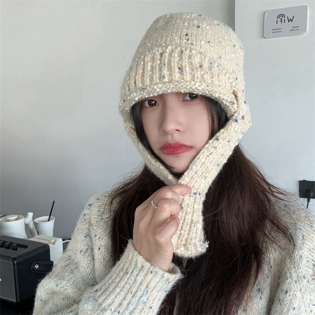 4-4 STUDIO-Speckle Knit Trapper Hat