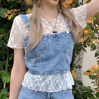 Essere-Short-Sleeve Lace Top