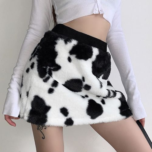 High waisted hotsell cow print skirt