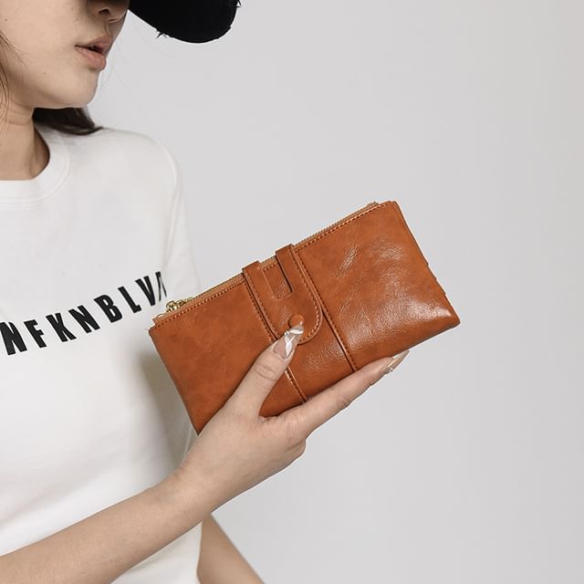 Basaran-Faux Leather Long Wallet