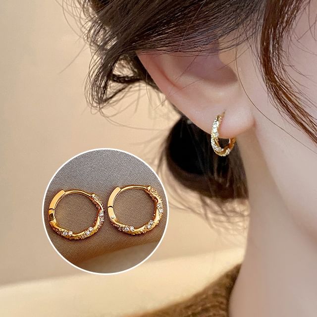 Fireflicka-Rhinestone Hoop Earring