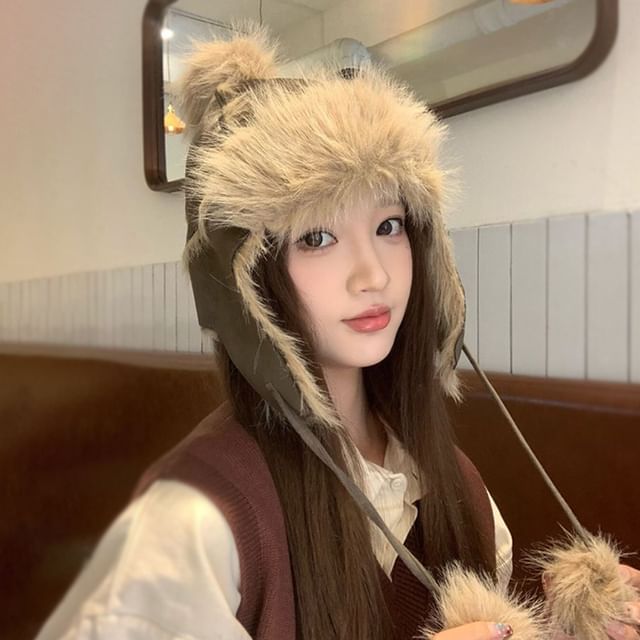 Hatrix-Fluffy Detail Aviator Hat