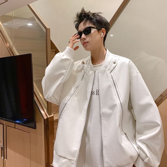 Plummie-Faux Leather Zip-Up Jacket