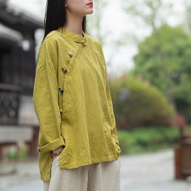 Lewwe-Long-sleeve Frog Buttoned Top