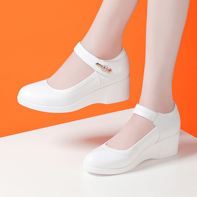 Freesia-Platform Wedge Mary Jane Pumps