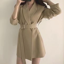 Triplgold - Belted Asymmetric Blazer Dress Triplgold - Belted Asymmetric Blazer Dress