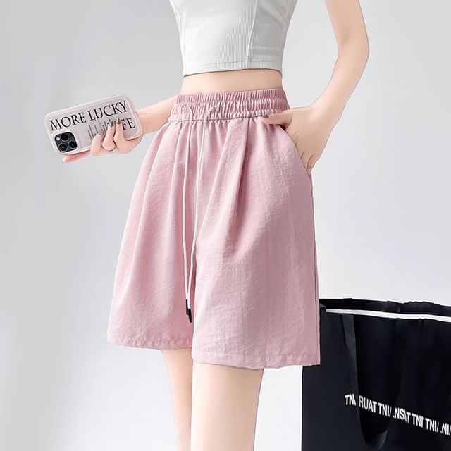 Dragan Pulse-Drawstring Waist Plain Shorts